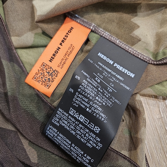 HERON PRESTONGreen Camo Long Sleeve Mesh  Top XS NWT - Picture 14 of 14